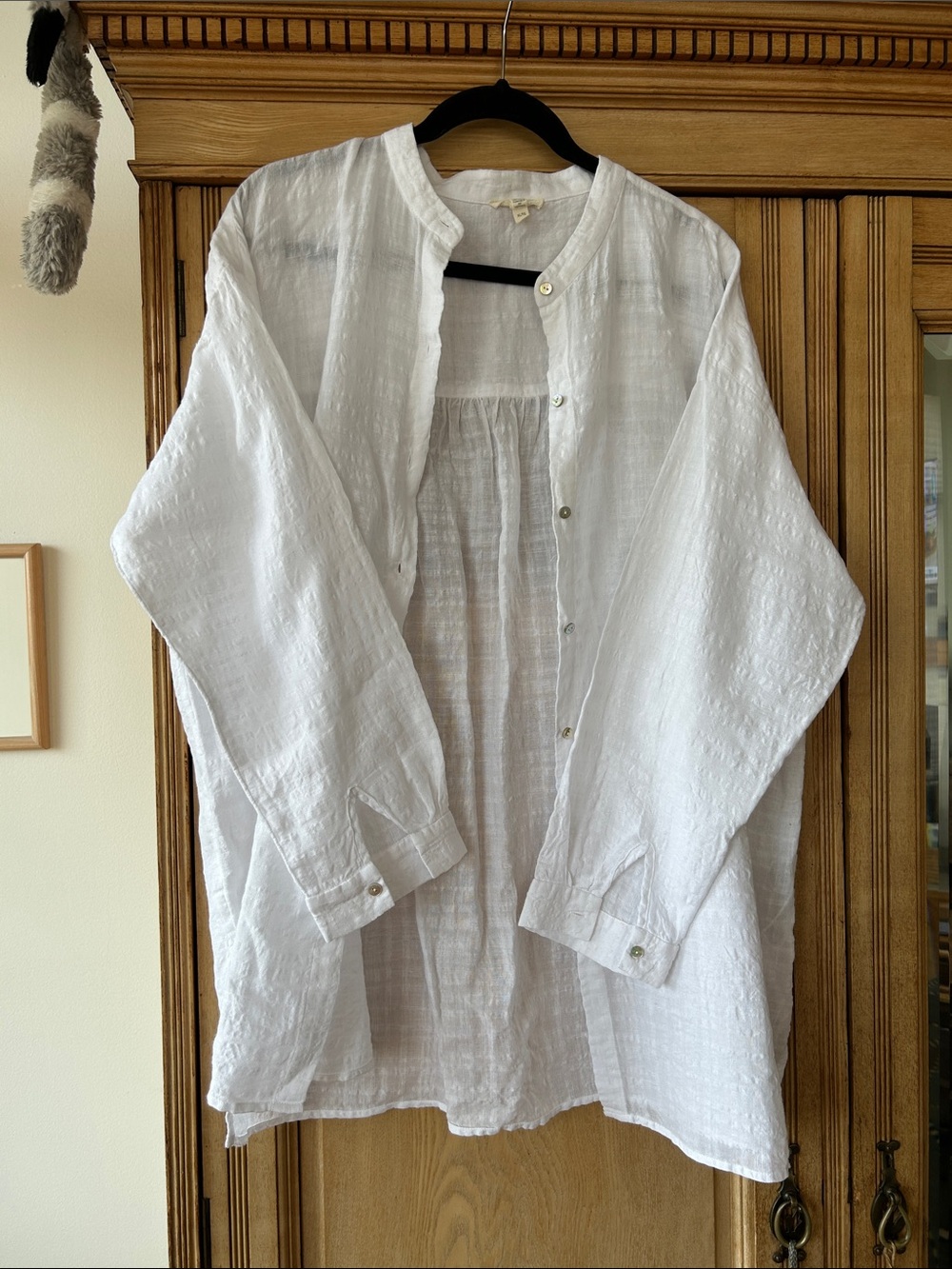 Eileen Fisher White Linen/Cotton Shirt
